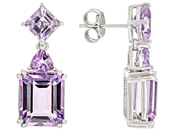 Picture of Purple Amethyst Platinum Over Sterling Silver Earrings 13.32ctw