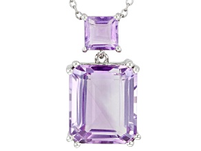 Purple Amethyst Platinum Over Sterling Silver Pendant With Chain 9.38ctw