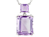 Purple Amethyst Platinum Over Sterling Silver Pendant With Chain 9.38ctw