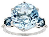 Sky Blue Topaz Rhodium Over Sterling Silver Ring 7.52ctw