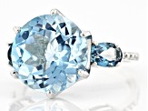 Sky Blue Topaz Rhodium Over Sterling Silver Ring 7.52ctw