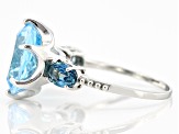 Sky Blue Topaz Rhodium Over Sterling Silver Ring 7.52ctw