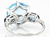 Sky Blue Topaz Rhodium Over Sterling Silver Ring 7.52ctw