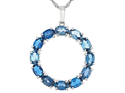 Blue Topaz Rhodium Over Sterling Silver Pendant With Chain 5.40ctw