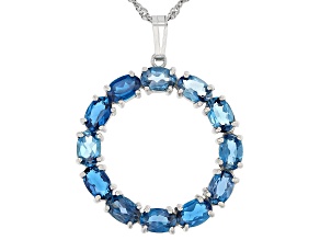Blue Topaz Rhodium Over Sterling Silver Pendant With Chain 5.40ctw
