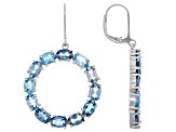 Blue Topaz Rhodium Over Sterling Silver Earrings 10.80ctw