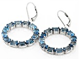 Blue Topaz Rhodium Over Sterling Silver Earrings 10.80ctw