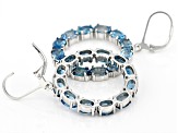 Blue Topaz Rhodium Over Sterling Silver Earrings 10.80ctw