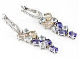 Multi-Stone Rhodium Over Sterling Silver Earrings 8.58ctw
