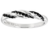 Black Spinel Rhodium Over Sterling Silver Ring Set 0.79ctw