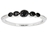 Black Spinel Rhodium Over Sterling Silver Ring Set 0.79ctw
