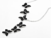 Black Spinel Rhodium Over Sterling Silver Butterfly Necklace 1.34ctw