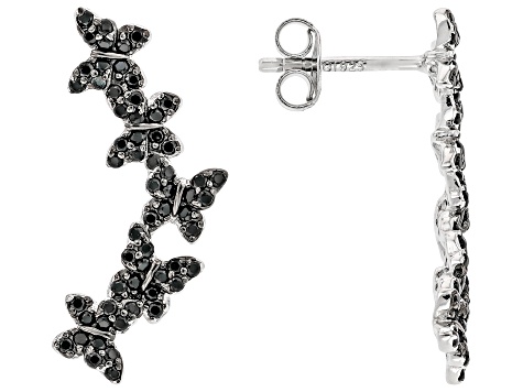 Black Spinel Rhodium Over Silver Panther Ring 1.63ctw