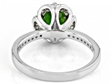 Green Chrome Diopside Rhodium Over Sterling Silver Ring 2.10ctw