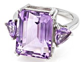 Purple Amethyst Platinum Over Sterling Silver Ring 12.40ctw