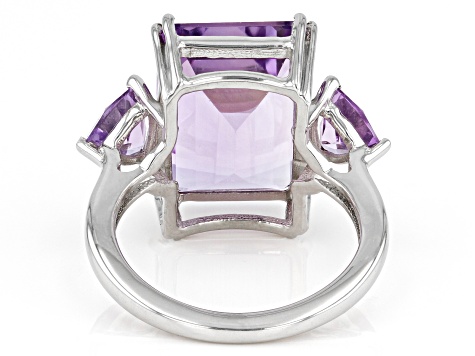 Purple Amethyst Platinum Over Sterling Silver Ring 12.40ctw