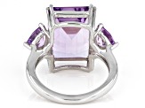 Purple Amethyst Platinum Over Sterling Silver Ring 12.40ctw