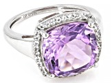 Purple Amethyst Platinum Over Sterling Silver Ring 6.70ctw