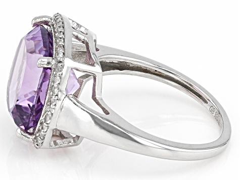 Purple Amethyst Platinum Over Sterling Silver Ring 6.70ctw
