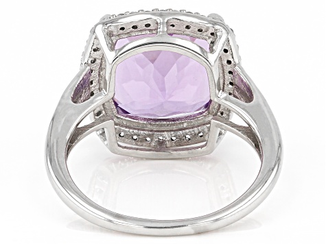 Purple Amethyst Platinum Over Sterling Silver Ring 6.70ctw