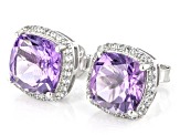 Purple Amethyst Platinum Over Sterling Silver Earrings 7.75ctw