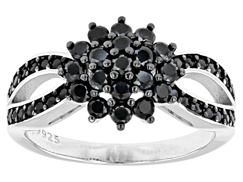 Black Spinel Rhodium Over Sterling Silver Ring 1.00ctw