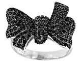 Black Spinel Rhodium Over Sterling Silver Bow Ring 1.40ctw