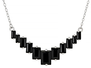 Black Spinel Rhodium Over Sterling Silver Bar Necklace 3.50ctw