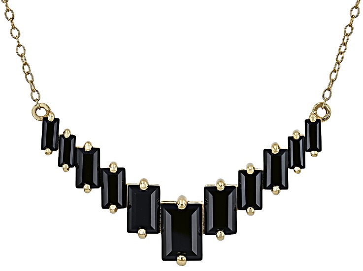 Black Spinel 18k Yellow Gold Over Sterling Silver Bar
