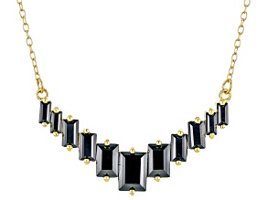 Black Spinel 18k Yellow Gold Over Sterling Silver Bar Necklace 3.50ctw