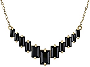 Black Spinel 18k Yellow Gold Over Sterling Silver Bar Necklace 3.50ctw