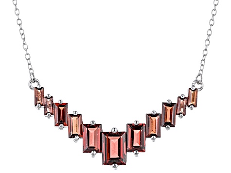 Red Garnet Rhodium Over Sterling Silver Bar Necklace 4.00ctw