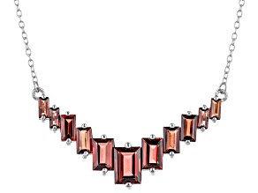 Red Garnet Rhodium Over Sterling Silver Bar Necklace 4.00ctw