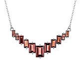 Red Garnet Rhodium Over Sterling Silver Bar Necklace 4.00ctw