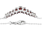 Red Garnet Rhodium Over Sterling Silver Bar Necklace 4.00ctw