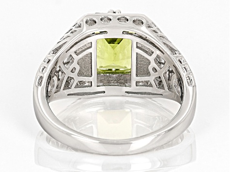 Green Peridot Rhodium Over Sterling Silver Ring 2.20ct