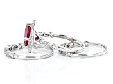 Red Lab Created Ruby Rhodium Over Sterling Silver Ring Set 2.95ctw