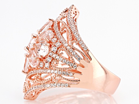 Peach Morganite 18k Rose Gold Over Sterling Silver Ring 4.49ctw