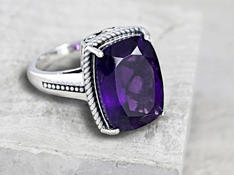 Purple African Amethyst Sterling Silver Ring 8.50ct