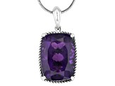 Purple African Amethyst Sterling Silver Pendant With Chain 12.95ct