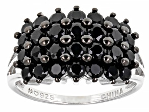 Black Spinel Rhodium Over Sterling Silver Ring 2.00ctw