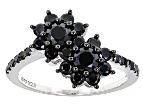 Black Spinel Rhodium Over Sterling Silver Ring 1.50ctw