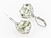 Green Prasiolite Rhodium Over Sterling Silver Earrings 9.00ctw
