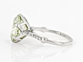 Green Prasiolite Rhodium Over Sterling Silver Ring 4.50ct