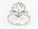 Green Prasiolite Rhodium Over Sterling Silver Ring 4.50ct