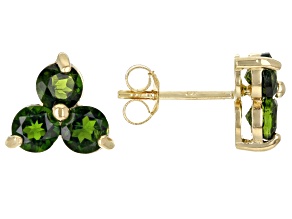 Green Chrome Diopside 14k Yellow Gold Over Sterling Silver Earrings 2.07ctw