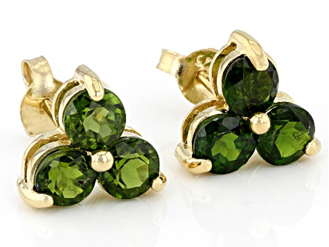 Green Chrome Diopside 14k Yellow Gold Over Sterling Silver Earrings 2.07ctw