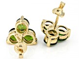 Green Chrome Diopside 14k Yellow Gold Over Sterling Silver Earrings 2.07ctw