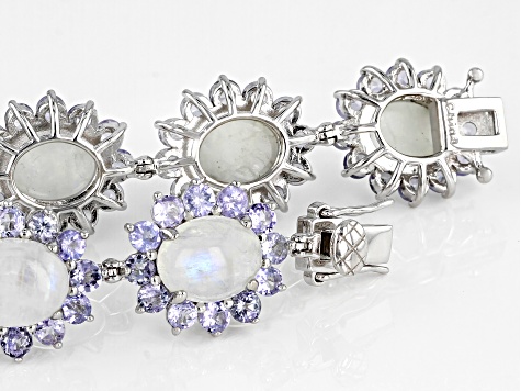 White Rainbow Moonstone Rhodium Over Sterling Silver Bracelet 11.77ctw