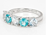 Blue Aquamarine Rhodium Over Sterling Silver Band Ring 2.47ctw